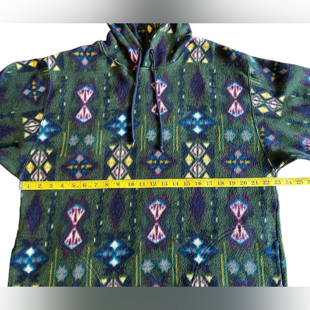 Vintage SANTANA Fleece Hoodie Mens M Aztec Southwest Hooded Sweatshirt Retro 90s - Picture 7 of 8